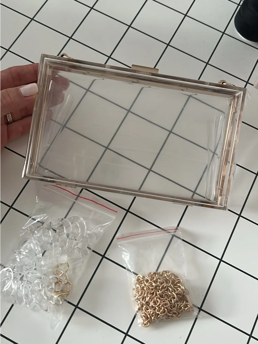 Clear Acrylic Clutch Bag with two straps included